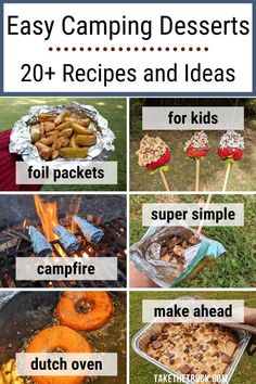 Easy Camping Desserts Camping Treats Easy, Easy Camp Food Ideas Make Ahead, Camping Sweets Desserts, Desserts Over Campfire, Dessert Recipes For Camping, Camping Desserts Campfire Easy, Simple Camping Desserts, Campfire Desserts Easy Foil, Foil Packet Desserts Camping