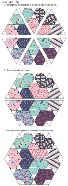 the instructions for how to make an origami quilt with different patterns and colors