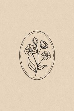 a black and white drawing of flowers in a circle on a beige background with the words,