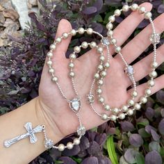 At YourCustomRosary, you will find handmade rosaries made with only the highest quality materials and beads. Most of my designs are made with genuine Swarovski crystals & pearls, along with freshwater pearls. A rosary makes a perfect gift for almost any occasion and will come in a gift box. If you need your order delivered by a certain day, please let me know before placing it and I will be happy to help the best I can! ◆ COLOR ◆ Swarovski has hundreds of color beads to choose from. Please d Number Beads, Custom Rosary, Silver Rosary, Alphabet Beads, Color Beads, Rosary Catholic, Catholic Gifts, Letter Beads, Memorial Keepsakes