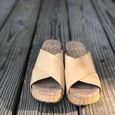 These Bright Yellow, 70s' Vibe Slip On Sandals Have A Nice Chunky Heel. Only Worn A Couple Of Times. Size 6, But Fits A Little Large. Basically Brand New. Spring Everyday Clogs, Vintage Sandals With Leather Footbed For Spring, Everyday Spring Clogs With Closed Toe, Everyday Spring Closed Toe Clogs, Vintage Cushioned Footbed Sandals For Summer, Spring Leather Footbed Clogs For Everyday, Everyday Round Toe Clogs For Spring, Everyday Spring Clogs With Round Toe, Everyday Round Toe Sandals For Spring