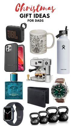 christmas gift ideas for dads with gifts and coffee mugs on the table,