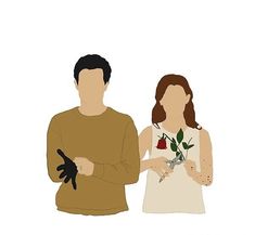 a man and woman are holding roses in their hands