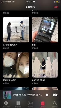 an iphone screen with pictures and text on it