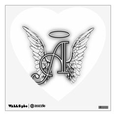 an angel heart with the letter a in it