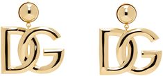 Pair of drop earrings in gold-tone brass. · Logo hardware at drop · Clip-on fastening · H2.5 x W2 Supplier color: Gold Dolce Gabbana Earrings, Dg Logo, Clip On Earrings, Dolce And Gabbana, Gold Tones, Women Jewelry, Brass, Drop Earrings, Outfit Accessories