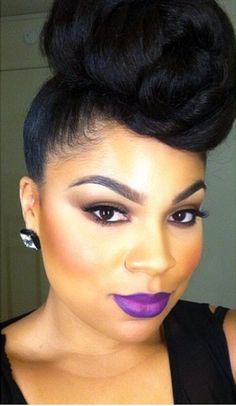 xoxo Purple Lipstick, Grow Hair Faster, African American Hairstyles, Lip Art, African Hairstyles, Hair Dos