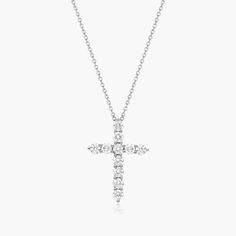 This timeless piece is crafted in 14K white gold and glimmering diamond set in elegant baskets that beautifully showcase the stones Diamond Cross Necklace, Diamond Cross, Diamond Set, James Allen, Shopping Cart, Cross Necklace, Baskets, White Gold, Gold