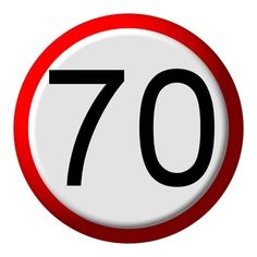 a red and white traffic sign with the number seventy