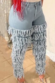 Fitted Denim Bottoms With Fringe, Denim Blue Cotton Jeans With Fringe, Fitted Cotton Bottoms With Fringe, Blue Cotton Bottoms With Fringe, Fitted Blue Bottoms With Fringe, Denim Fashion Outfits, Diy Ripped Jeans, Hoodoo Conjure, Boots Diy