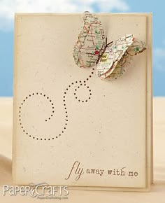 Map Crafts, בר מצווה, Paper Butterflies, 자수 디자인, Butterfly Decorations, Butterfly Cards, Handmade Greetings, Card Making Ideas, Creative Cards