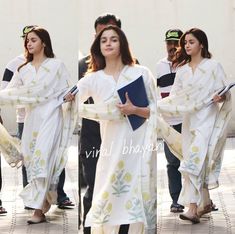 Alia Bhatt Casual Outfit, Indian Street Wear, Bengali Woman, Kurta Ideas, Plain Kurti Designs, Minimal Traditional, Frock And Frill, Indian Bride Outfits