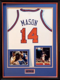 Basketball Jersey framed with specialty cut mat boards for signed photos and plaque in a black and orange frame. No matter the memento, artwork, or memorabilia, we can design the perfect way to display it! Get yours framed at My Framing Store, Inc. in Edison, NJ. www.MyFramingStore.com 485 US Highway 1, Edison NJ 08817 (732) 777-0887