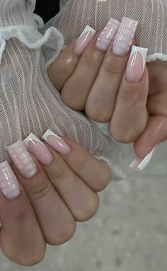 Light Blue French Tips Square, Classic Low French Tips, Light Feminine Nails, Viral Nails 2024, White Acrylic French Tip Nails, V French Tip Nails Square, Off White French Tip Nails, White Nails With Designs Square, French Tips Nails Square