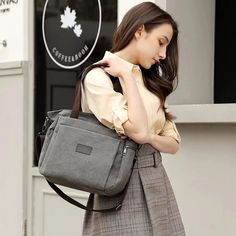 UAKISS - Canvas Bag Korean Shoulder Bag Travel Bag Vintage Crossbody Women's Bag Large Capacity Casual Lady Bag Versatile Handbag Gray Shoulder Bag For School, Gray Canvas Shoulder Bag For School, Gray Large Capacity Satchel Shoulder Bag, Gray Crossbody Shoulder Bag For School, Casual Gray Shoulder Satchel, Gray Large Capacity Hobo Shoulder Bag, Gray Canvas Shoulder Bag With Adjustable Strap, Gray Tote Shoulder Bag For School, Gray Shoulder Bag With Removable Pouch