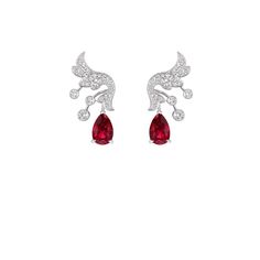 Soir de Fête ruby earrings White Gold - 085380 - Chaumet Gold Reference, Earrings White Gold, Art Jewelry Design, Expensive Jewelry Luxury, French Jewelry, Flowers Petals, Dope Jewelry, Expensive Jewelry, Ruby Earrings