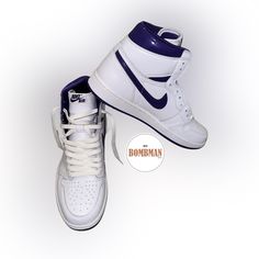 The Women's Air Jordan 1 Court Purple (W) Features A White Leather Upper With Metallic Touches Of Court Purple On The Swoosh And Collar. From There, A Court Purple Wings Logo Is Prominent At The Ankle, Similar To Other Classic Jordan 1s. The Women's Air Jordan 1 Court Purple (W) Released In June Of 2021 Size: 10.5-11 In Men’s Shoe Like New Condition (8/10) Very Wearable Ships Same Day As Payment Has Original Packaging Receipt Of Original Purchase Best Offer Claims Pair As Always Thank You For Sh Classic White Custom Sneakers With Branded Heel, Air Jordan 1 Court Purple, Jordan 1 Court Purple, Purple Woman, Purple Wings, Womens Air Jordans, Jordan 1s, Wings Logo, Womens Jordans