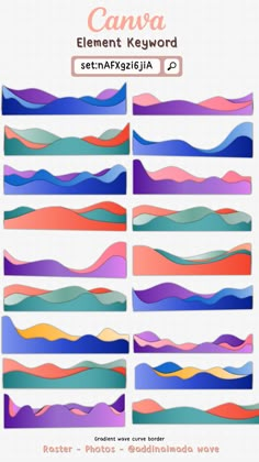 an image of some colorful waves in the shape of mountains and clouds, with text that reads