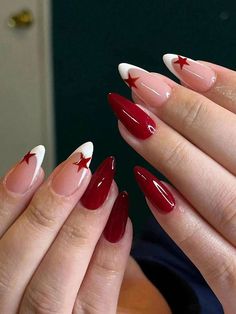 Kutek Disney, Wine Nails, Cherry Nails, October Nails, Nagel Tips, Smink Inspiration, French Tip Acrylic Nails, Almond Nails Designs, Makijaż Smokey Eye