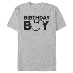 Who knew that dressing "mousey" could be so cute!? Celebrate your special day and Walt Disney's most iconic characters with this officially licensed Disney Mickey Mouse & Friends Birthday Boy Outline Logo Men's Graphic T-Shirt! This joyful tee reads: "Birthday Boy" in black lettering with Mickey's iconic silhouette as the letter 'o' across the front. This new Mickey & Friends apparel is sure to make your special day memorable and bring a smile to your face! Disney Birthday Boy Shirt, Mickey Mouse Outline Shirt, Birthday Boy Mickey Mouse Shirt, Fun Blue Mickey Mouse T-shirt, Mickey Mouse Crew Neck T-shirt For Birthdays, Fun Black Mickey Mouse T-shirt, Cable Knit Sweater Cardigan, Rayon Shirt, Friends Birthday