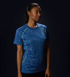 High-Visibility Apparel for High Performance from Day to Night Go on amazing adventures and never worry about the sun setting down with our Women's Reflective Performance Short Sleeve Shirt that keeps you visible on the road! Specially designed for active individuals who love the outdoors and running, our reflective shirts for men and women let you stay conspicuous in nighttime and low-light conditions. Eliminates the need for clunky reflective vests and uncomfortable safety armbands, so you can Blue Sporty Tops For Outdoor Activities, Blue Crew Neck Activewear For Outdoor Activities, Sporty Blue Tops For Outdoor Activities, Sporty Blue T-shirt For Outdoor Activities, Blue Moisture-wicking T-shirt For Outdoor Activities, Blue Breathable Outdoor Tops, Blue Sporty T-shirt For Outdoor, Sporty Blue T-shirt For Outdoor, Blue Breathable Tops For Outdoor