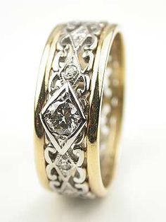 two tone gold wedding ring with diamonds