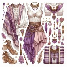 an illustration of women's clothing and accessories