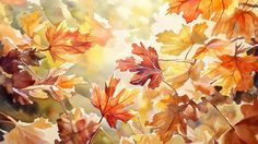 watercolor painting of autumn leaves