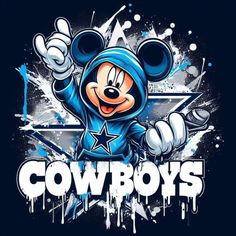 a cartoon character with the word cowboys on it's chest and an image of mickey mouse