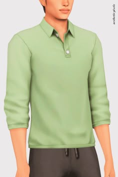 an animated man wearing a green shirt and black pants