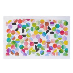 an abstract painting with multicolored circles on white paper