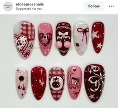 Betty Boop Nails, Soft Grunge Nails, Cutesy Nails, Nail Therapy, Cherry Girl, Vegas Nails, Diy Acrylic Nails, Colored Acrylic Nails, Grunge Nails