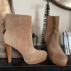 Nine West High Heeled Boots! Suede, Very Flattering, Like New, Never Worn. High Heeled Boots, Suede High Heels, Boots Suede, Tan Suede, Nine West Shoes, High Heel Boots, Nine West, High Heel, Heeled Boots