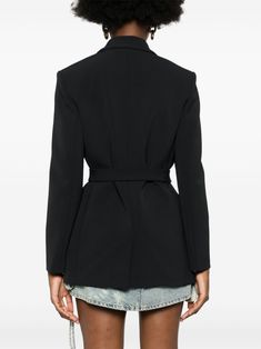 Find BLUGIRL Belted Blazer on Editorialist. black stretch-design crepe texture dart detailing gold-tone logo plaque at the front button fabric-covered buttons notched lapels shoulder pads long sleeves faux pocket detail at the chest two front flap pockets American rear vent front button fastening curved hem full lining Chic Black Blazer With Structured Boning, Structured Black Blazer For Office, Structured Black Blazer For The Office, Fitted Black Outerwear With Concealed Front Fastening, Designer Black Structured Blazer, Black Long Sleeve Blazer With Structured Boning, Black Structured Boning Blazer For Fall, Black Blazer With Structured Boning And Long Sleeves, Chic Black Blazer With Hidden Button Closure