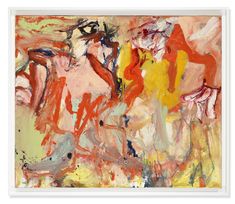 an abstract painting with orange, yellow and red colors