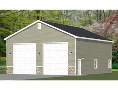 the two car garage is shown in this rendering