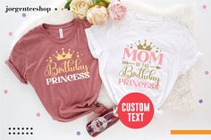 Birthday Princess Shirts, Family Birthday Shirt, Birthday Girl Party TShirts, Relatives Of The Birthday Princess shirt, Birthday Group Tee * High quality and super soft, comfortable shirt. Made with top-of-the-line vinyl and pressed with a professional grade heat press. * Please check all color and size charts before place the order. Since all shirts are custom made based on your selection, I don't accept return or exchange unless there is an issue with your order. * I'm working with different brands based on the availability. Different styles of shirts may have different shades of same color due to different manufacturer brands. * Processing time is 1-3 days. Shipping time is based on the shipping type you'll select at checkout. If you need the item sooner, please upgrade the shipping at Graphic Print Tops For Birthday And Mother's Day, Custom Print Tops For Birthday And Mother's Day, Birthday Shirt For Mother's Day With Crew Neck, Name Print Top For Birthday And Mother's Day, Pink T-shirt For Mother's Day Birthday Gift, Pink T-shirt With Letter Print For Anniversary, Pink Short Sleeve Top For Anniversary, Pink Top For Birthday And Mother's Day Gift, Pink Top For Mother's Day Birthday Gift