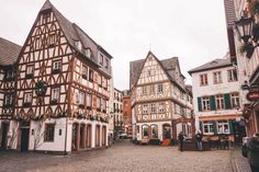 an old european town with half timber buildings