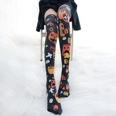 New Arrivals – Page 2 – Lolilita Store Gothic Socks, Pumpkin Socks, Halloween Socks, Pumpkin Colors, Gothic Halloween, Over The Knee Socks, Halloween Cartoons, Thigh High Socks, Thigh High Stockings