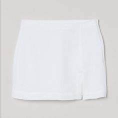 Short-Fitted Skirt High Waist Conceal Zipper At One Side Short Slit At One Side Of Front Lined Color: White Cream Mini Skirt, White Jean Skirt, Studded Skirt, White Pencil Skirt, Brown Mini Skirt, Vegan Leather Skirt, Embellished Skirt, Skirt High Waist, Hm Skirt