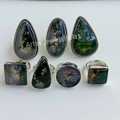 Wholesale Lot Natural Green Moss Agate Ring, 925 Silver Plated Ring, Ring For Women, Handmade Ring, Wholesale Moss Agate Ring, US SZ 6 To 10 Ring Style : Ring Metal : 925 Silver Plated Gemstone : Moss Agate Gemstone Ring Size : 6 - 10 US Weight : 4-9 Gm Approx Best Gift For Loved One, Anniversary Gift, Birthday Gift, Engagement Gift, Wedding Gift, Gift For Sister, Gift For Wife, Gift For Mother, Occasional Gift. FREE GIFT WRAP PERSONAL MESSAGES FROM YOU Shipping Details Processing days : 1-2 Day Silver Moss Agate Ring With Natural Inclusions, Handmade Silver Rings With Moss Agate, Handmade Silver Moss Agate Rings, Handmade Agate Rings In Nature-inspired Style, Handmade Agate Rings With Nature-inspired Style, Handmade Silver Agate Ring, Moosachat Ring, Green Moss Agate, Moss Agate Ring