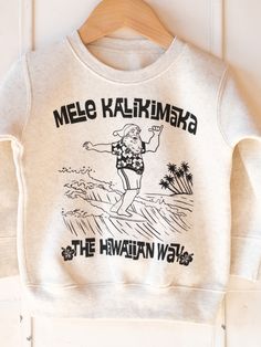 Mele Kalikimaka | Kids Graphic Sweatshirt-Ambitious Kids Stylish Baby Boy Outfits, Stylish Toddler Girl, Toddler Boys Sweatshirt, Stylish Baby Girl Outfits, Toddler Graphic Tee, Stylish Baby Girls, Kids Onesies, Hang 10