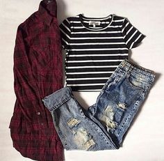 Look Grunge, Red And Black Flannel, Pieces Of Clothing, Ripped Boyfriend Jeans, Chique Outfits, Hipster Style, Pastel Outfit, Hipster Outfits, Outfit Trends