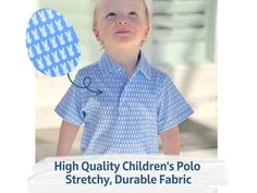 "High Quality Easter Toddler/Kid Short Sleeve Polo ------------------------         Details ------------------------ -Moisture-wicking performance fabric made of 92% polyester and 8% spandex! -UPF 40+ sun protection -Machine wash cold and hang dry or tumble dry  ------------------------           Sizes ------------------------           Height           Weight                 Neck          Chest        Waist 2T              33-36\"           27.5-30.5lbs        10\"              20.5\"         2 Fitted Casual Shirt For Playtime, Playful Collared Blue Tops, Playful Blue Collared Top, Cute Fitted Blue Shirt, Fitted Cotton Shirt For Playtime, Stretch Playful Tops For Playtime, Playful Stretch Tops For Playtime, Casual Fitted Tops For Playtime, Playful Fitted Blue T-shirt