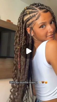 North West Braids, Gana Braids, Long Hairstyles Braids, Braids Styles For Black Women, Women Braids Hairstyles, Hair Braids Styles, Braids And Ponytails, Mc Poze, Half Braided Hairstyles