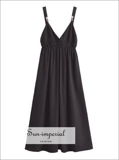 Women’s Black Backless Deep v Neck Maxi Dress Sun-Imperial United States Black Sundress For Summer Parties, Black Sundress With Spaghetti Straps For Summer, Black Spaghetti Straps Sundress For Summer, Elegant Black Beach Sundress, Black Maxi Dress With Spaghetti Straps For Summer, Black Sundress For Summer, Black Sundress With Spaghetti Straps For Vacation, Black Spaghetti Strap Sundress For Vacation, Chic Black Sundress For Vacation