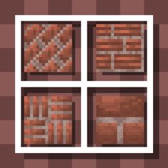 four different types of bricks are shown in this pixel art style photo, with the same brick