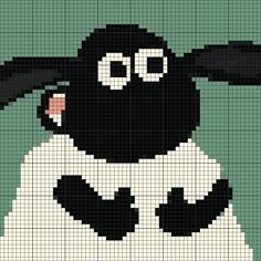 a black and white sheep is depicted in this pixel art pattern, which looks like it's made out of squares