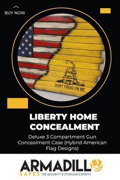 a poster with the words liberty home concealment and an american flag painted on it