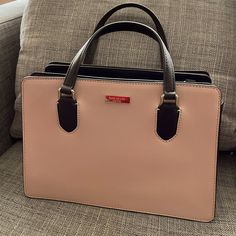 Brand New Kate Spade Satchel - Light Pink With Black Color Inside. Perfect For Spring. Can Be Used For Work And Casual Situations Pink Top Handle Satchel With Leather Handles, Pink Crossbody Office Bag, Pink Handheld Satchel For Office, Pink Satchel With Double Leather Handles, Luxury Pink Satchel With Leather Handles, Pink Double Handle Satchel With Leather Handles, Luxury Pink Bags With Leather Handles, Pink Satchel With Leather Handles For Shopping, Pink Double Handle Shoulder Bag For Office